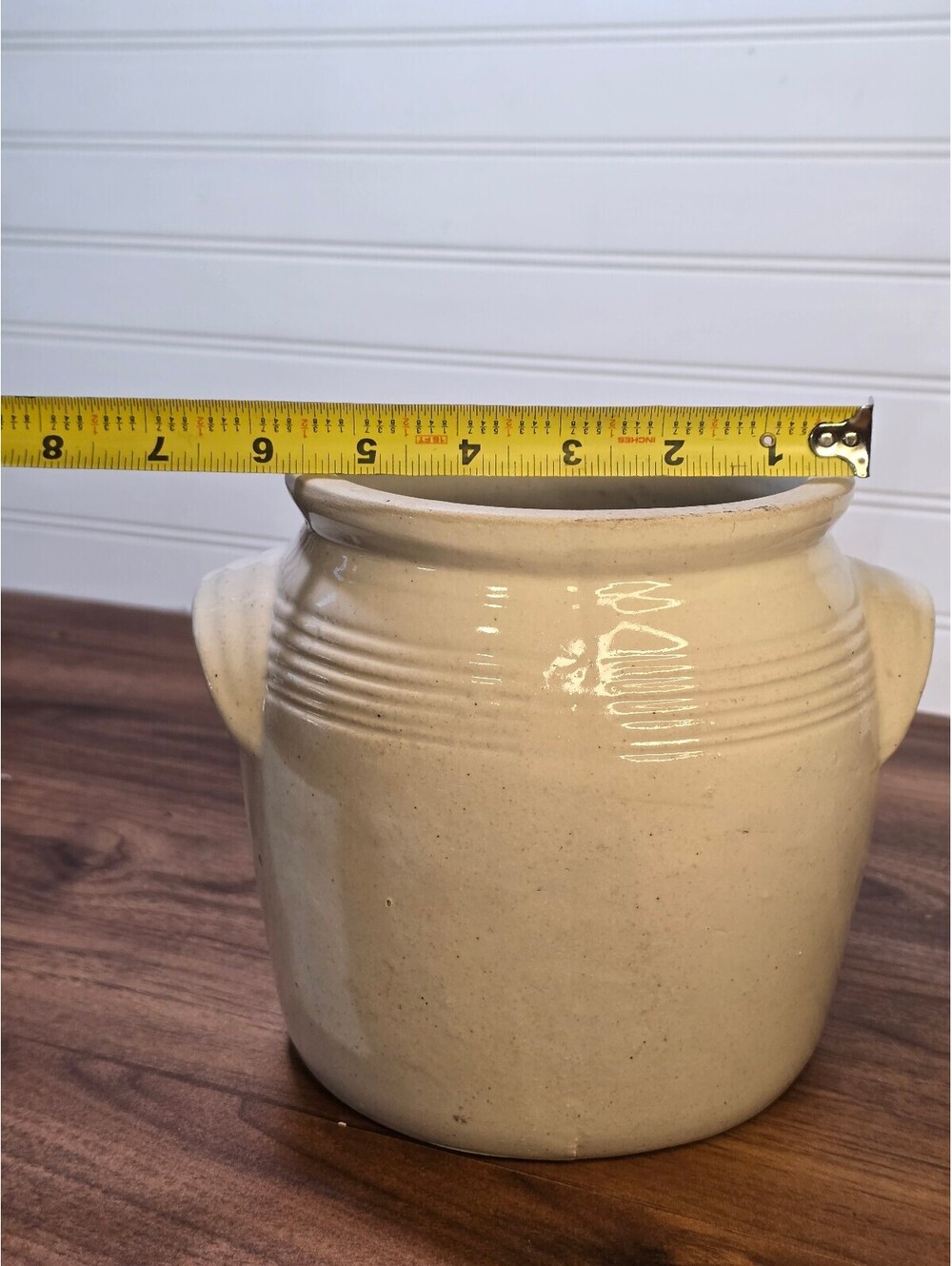 Vintage Stoneware Pottery Crock with Handles - Picture 8 of 9